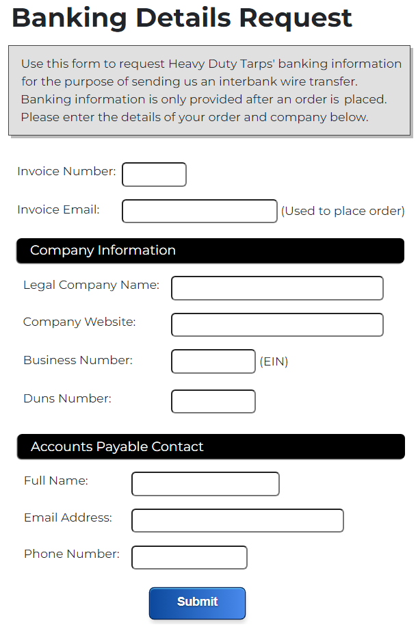 Banking Detail Request Form Banking Detail Request Form