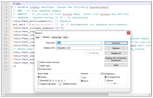 Changing the Config Values