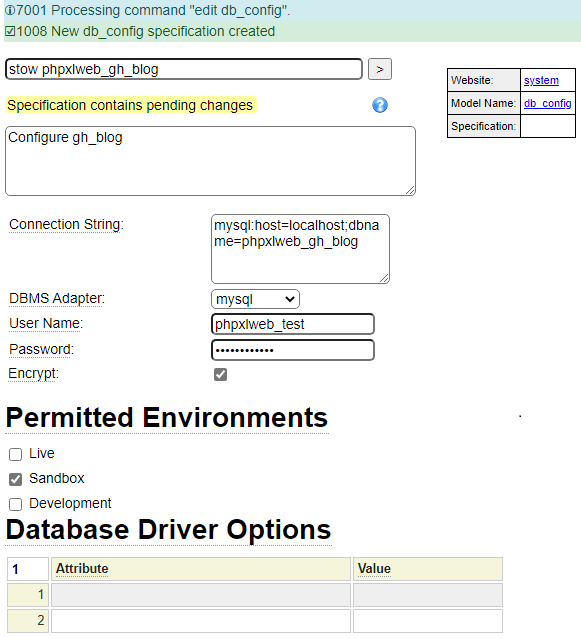 Use the db_cconfig model to define the gh_blog Use the db_cconfig model to define the gh_blog