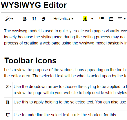 Sample wysiwyg spec