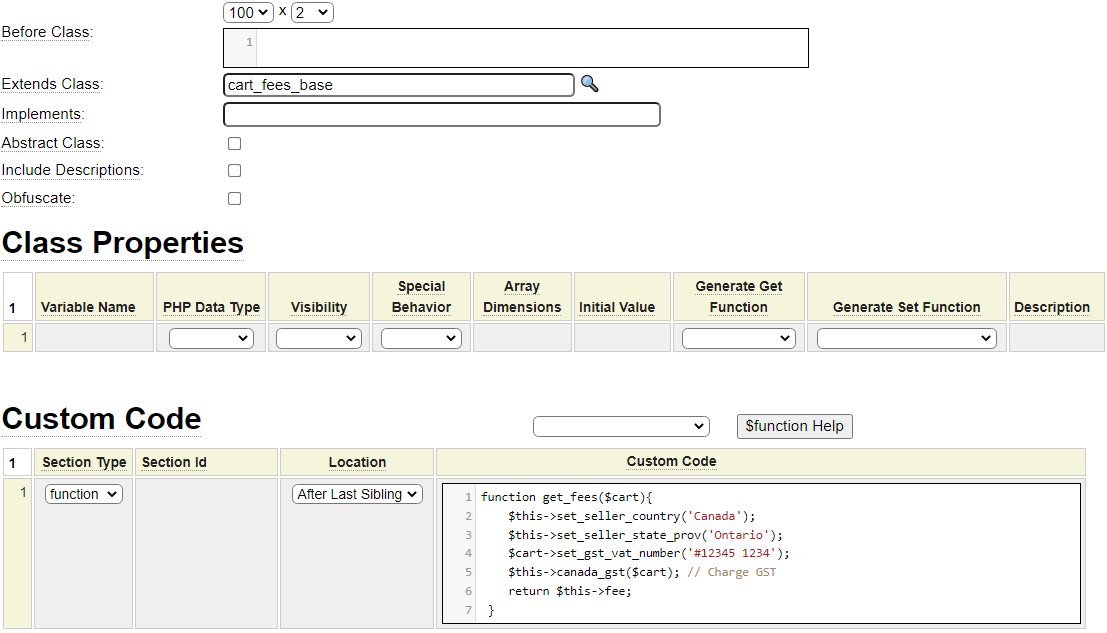 Sample cart_fees class Sample cart_fees class
