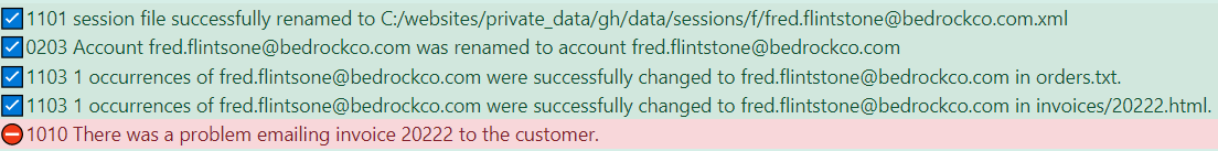 Change Email Address Results Change Email Address Results