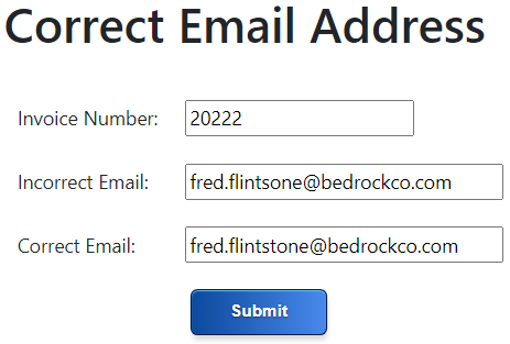 Email correction form Email correction form