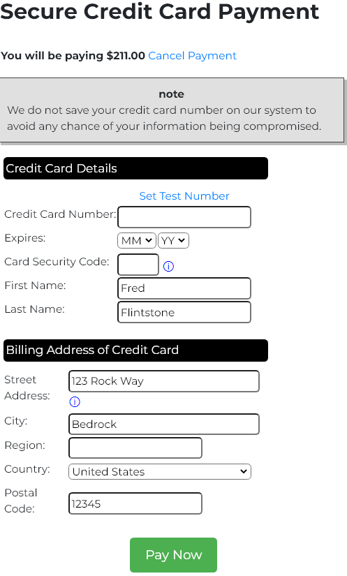 Credit Card Payment Form Credit Card Payment Form