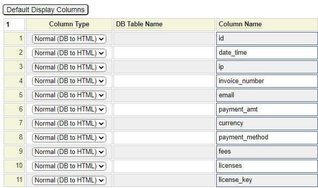 Defaulted browse display columns Defaulted browse display columns