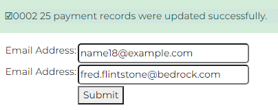 Page to update email addresses Page to update email addresses