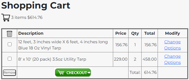 Sample Shopping Cart Page Sample Shopping Cart Page