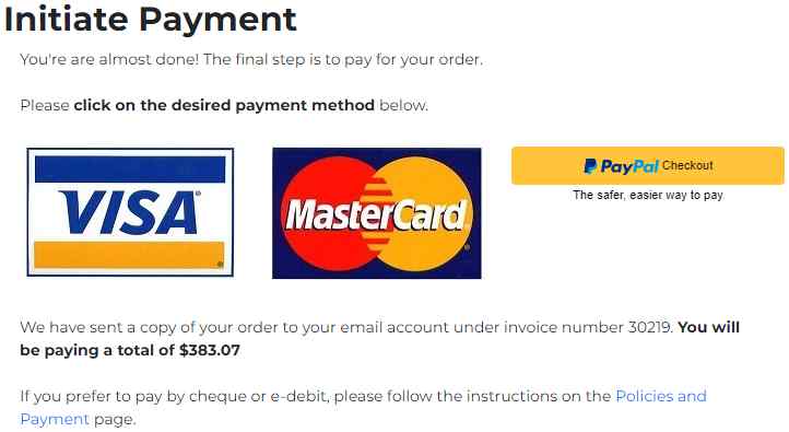 Form used to select payment option Form used to select payment option
