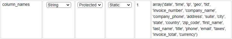 Order summary column definition Order summary column definition
