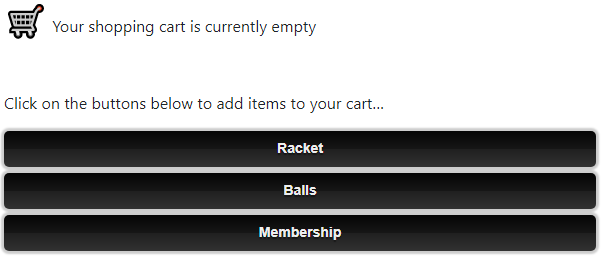 Store page with an empty cart Store page with an empty cart