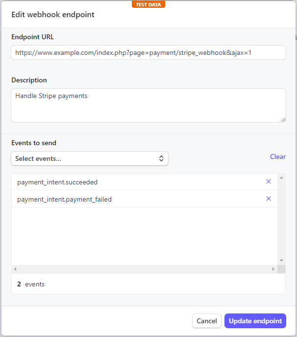 Add an endpoint in stripe