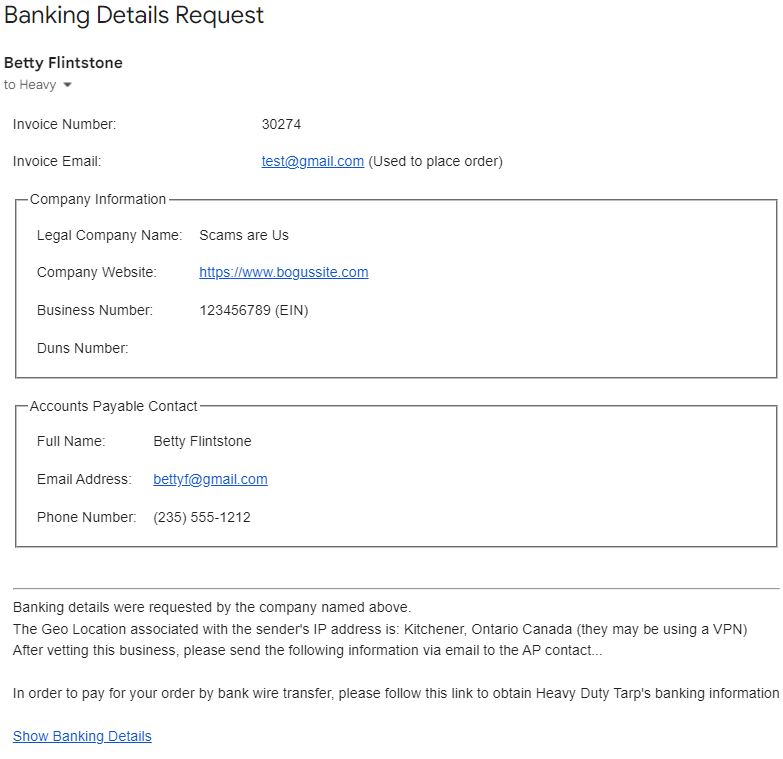 New Customer Vetting Email New Customer Vetting Email